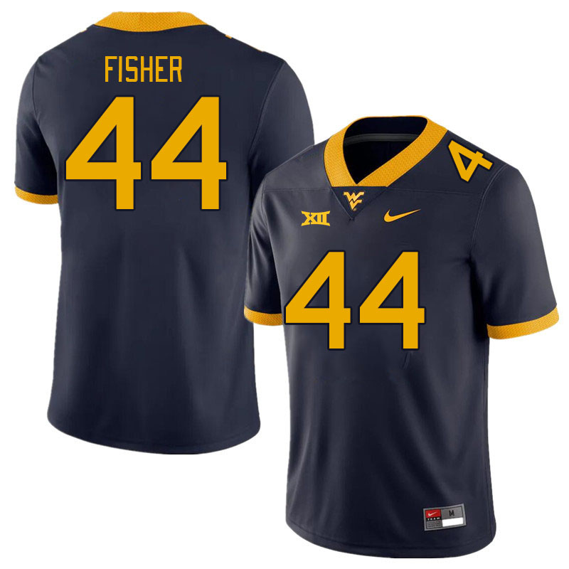 Men #44 Oryend Fisher West Virginia Mountaineers College Football Jerseys Stitched Sale-Navy